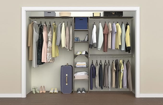 ClosetMaid SuiteSymphony Wood Closet Organizer Kit with Tower, 3 Hang Rods, Top Shelves, Adjustable, Fits Spaces 5-9 ft. Wide, Graphite Grey - Image 8
