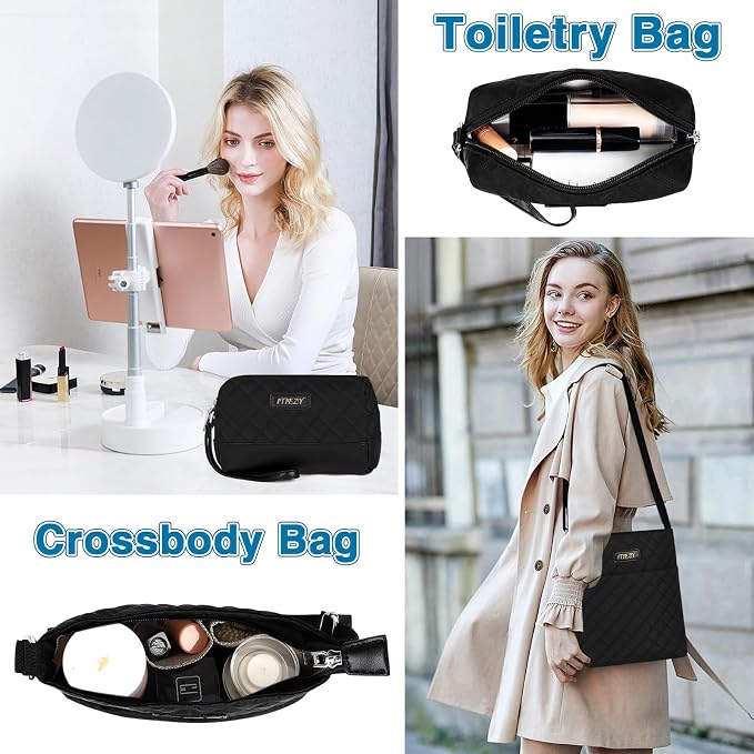 ITIEZY Weekender Bag for Women 21.5" Travel Duffel Large Carry On Bag 3PCS | Nylon Duffel Bag with Waterproof Shoe Compartment, Crossbody Bag and Toiletry Bag, Travel Weekend Hospital Overnight Gym Bag - Image 6