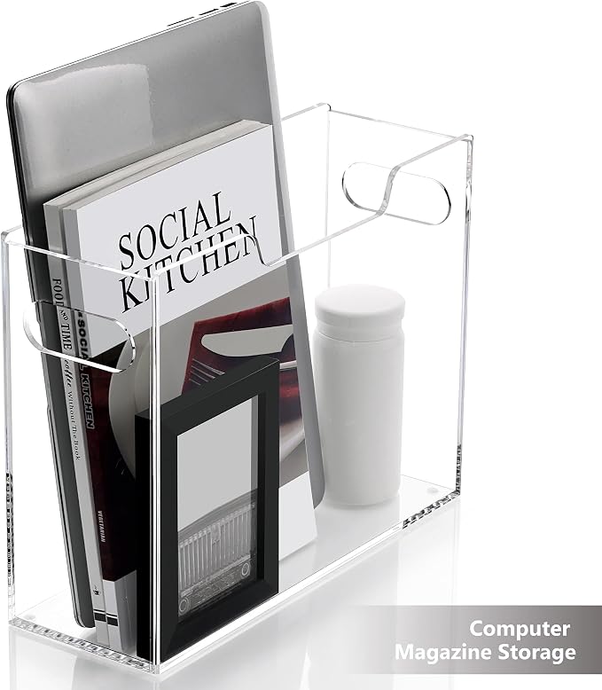 DINGHUO Acrylic Hanging File Organizer Box with Handles | Letter Size Clear File Folder Organizer, Portable File Holder for Desk Home Office School - Image 7