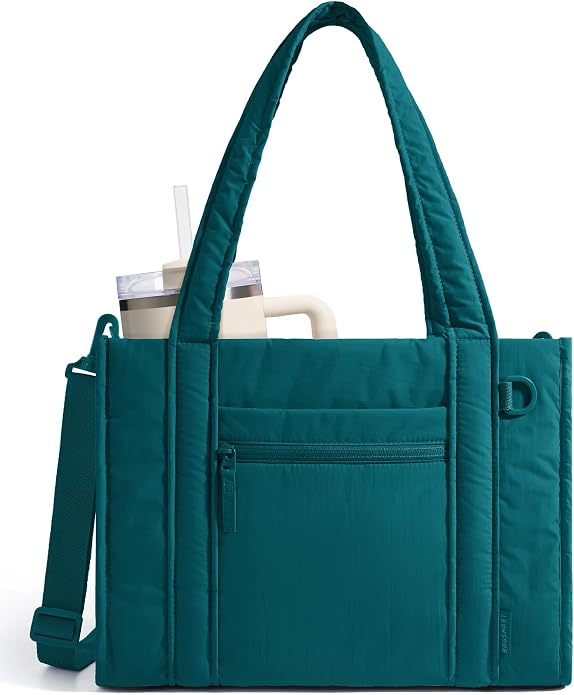 BAGSMART Boxy Tote Bag for Women, Crossbody Work Bag with Zipper | 3 Sizes Small Mini Tote Bag, Inner Tumbler Pocket Crush Bow Should Bag for Travel Work College by BAGSMART