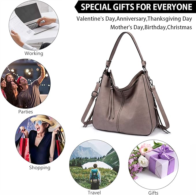 Hobo Crossbody Bag for Women, Designer Shoulder Purse Handbags - Image 2