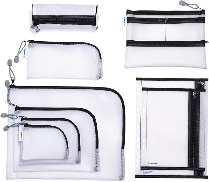 Herma 20021 Zip Toiletry Bag A5, transparent (26 x 20 cm) small zippered travel pouch for cosmetics, liquids, make-up, toothbrush, clear cosmetic bag with zipper in black - Image 3