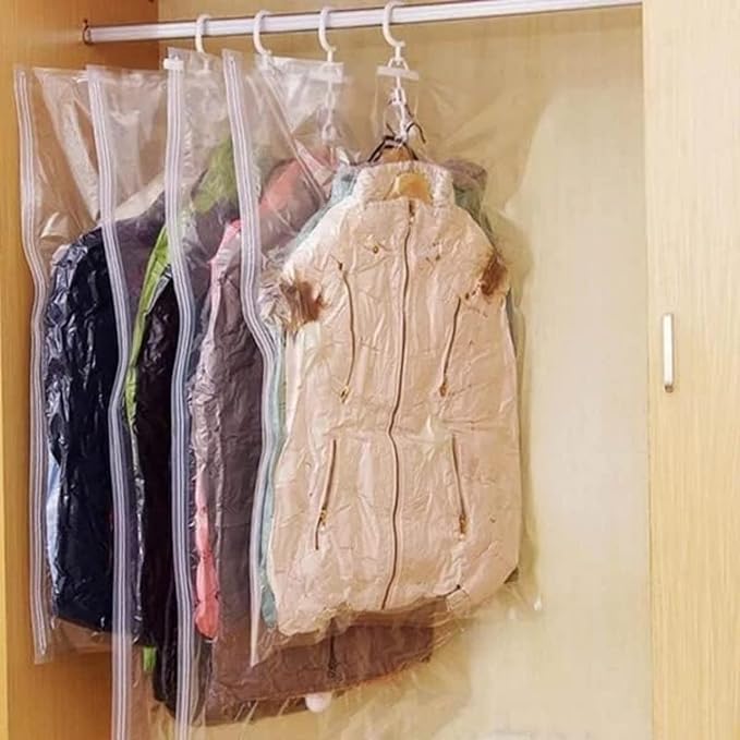 2023 Hanging Compressible Storage Bag -【New Version】Vacuum Storage Bags w/ Manual Air Seal Tight Pump, Reusable Space Saving Storage Bags for Clothes Vacuum Organizer Home Closet Organization (Large, 5PCS) - Image 6