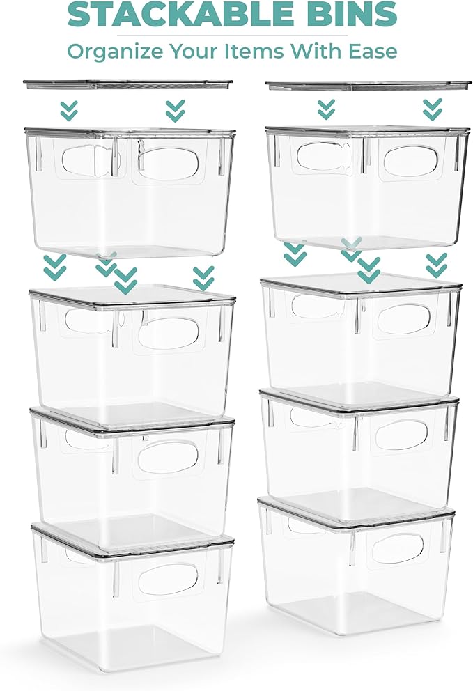 Sorbus Small Storage Containers with Lids - Small Plastic Storage Bins - Toy Organizers and Storage Bin - Clear Containers for Organizing (2 Pack), Medium - Image 4