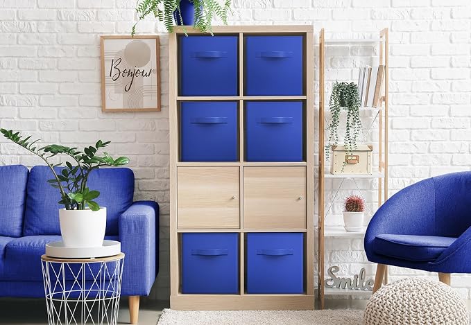 Sorbus Foldable Storage Cubes - 6 Fabric Baskets for Organizing Pantry, Closet, Shelf, Nursery, Playroom, Toy Box, Cubby -11 Inch Dual Handle Collapsible Closet Organizers and Storage Bins -Royal Blue - Image 4