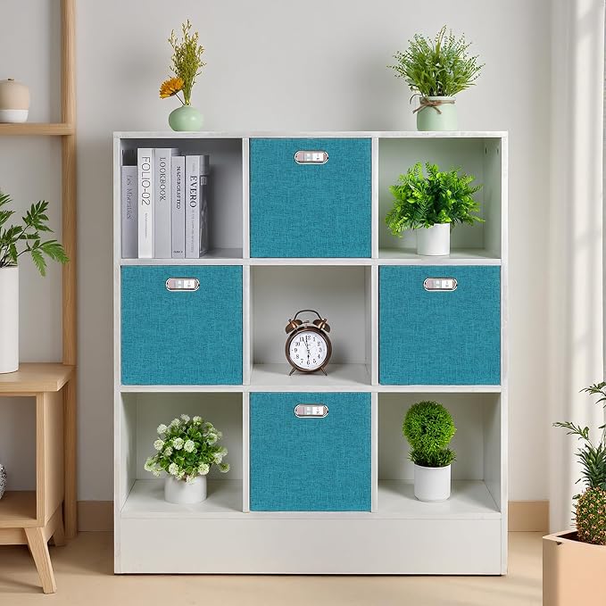 Posprica Collapsible Storage Bins,13×13 Foldable Storage Cube Boxes Fabric Drawer Fabric Storage Bins Vinyl Record Cubby Cubes with Handles for Bookcase, Closet, Shelf, Cabinet, 4 Pack - Image 6