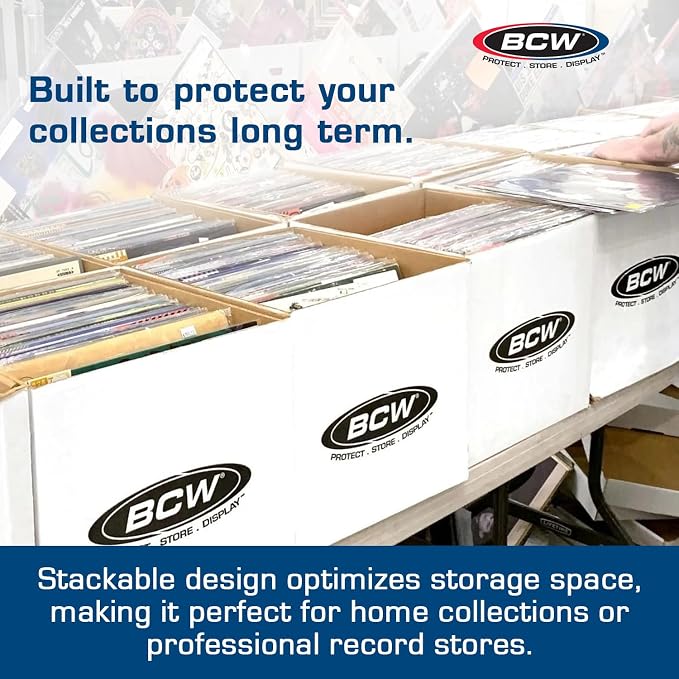 BCW Vinyl Record Storage Boxes – 5 Pack | Holds 65 LPs Each | Stackable Vinyl Record Storage Box with Reinforced Bottom & Handles | Archival Record Organizer for 12-Inch Albums, DJs & Collectors - Image 5