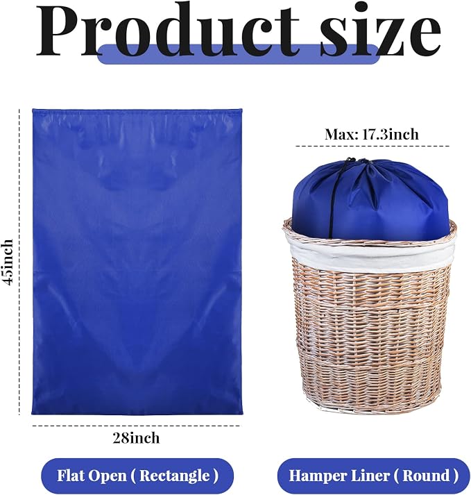 Woanger 12 Pack 28 x 45 Inch Extra Large Laundry Bags Bulk, Blue | Washable Polyester, Drawstring Closure, For Clothes and Bedding, Foldable for College Dorms, Hotels, Camping and Travel - Image 2