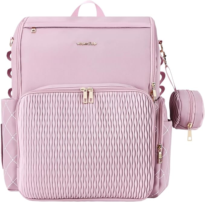 Stylish Baby Diaper Bag, Baby Bag with Changing Pad, Pacifier Case& Stroller Straps, Large Diaper Backpack Boy Girl, Water Resistant Travel Diaper Backpack（Lavender） by Unknown