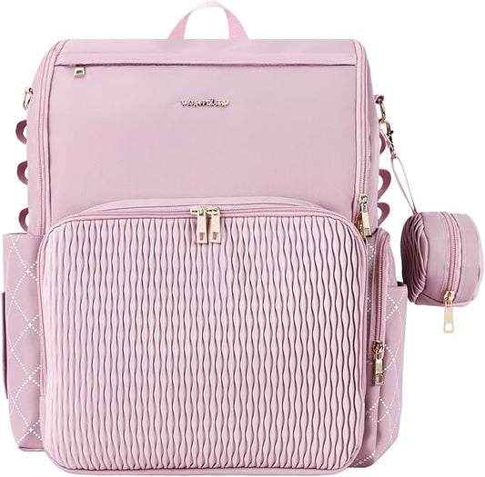 Stylish Baby Diaper Bag, Baby Bag with Changing Pad, Pacifier Case& Stroller Straps, Large Diaper Backpack Boy Girl, Water Resistant Travel Diaper Backpack（Lavender） by Unknown