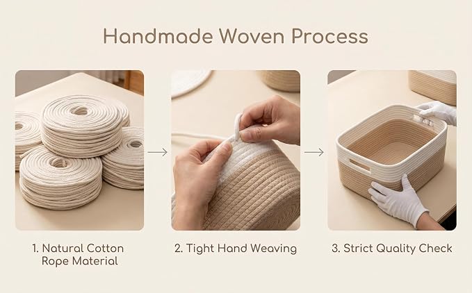 4 Pack Cotton Rope Storage Bins, 16x14x8 Inch Large Basket for Shelves, Closet, Nursery, Towels, Toys - Image 4