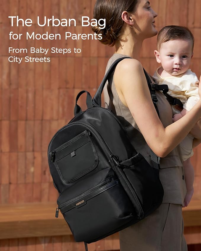 Momcozy Diaper Bag Backpack for Travel & Work - Waterproof and Multi-Pocket | Baby Bag with changing pad,mom bag with Insulated Pouch, Stroller Straps & Laptop Compartment - Image 2
