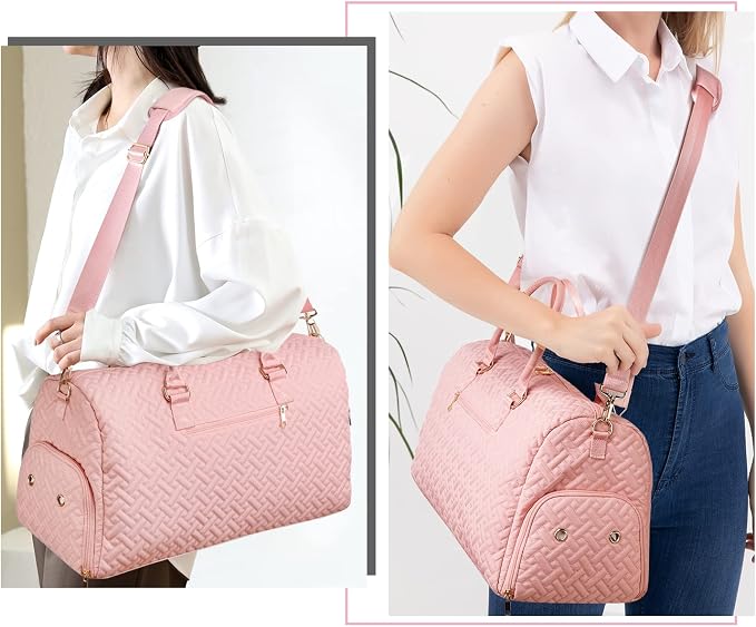 Duffle Bag for Travel, Weekender Bag with Shoe Compartment, Carry On Overnight Bag for Women with Toiletry Bag, Gym Bag with Wet Pocket, Hospital Bags for Labor and Delivery Beige - Image 6