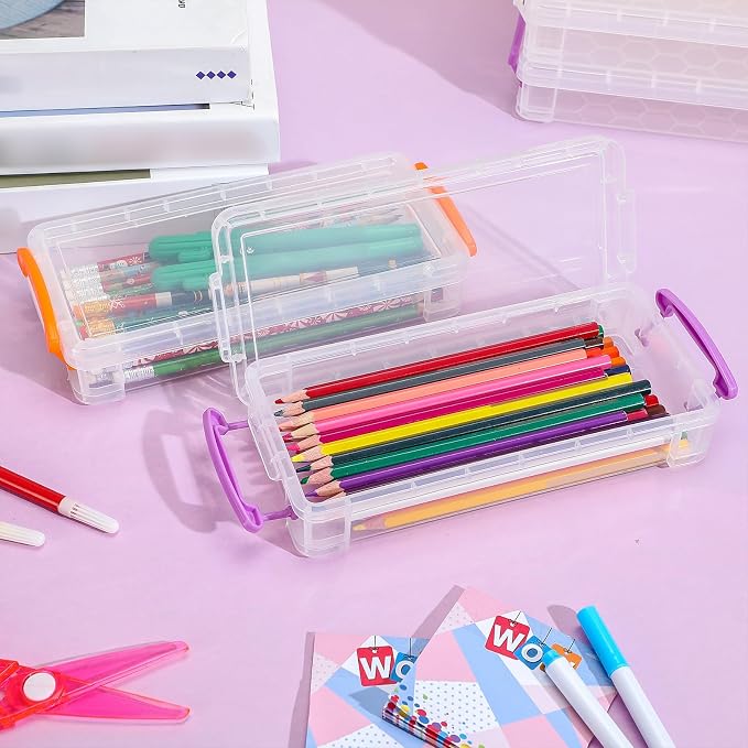 Cholemy 30 Pcs Plastic Pencil Box Bulk Large Capacity Pencil Case Crayon Box with Snap Tight Lid Stackable Organizer Container, Operation Christmas Item Bulk for Pen Stationery School Supply(Clear) - Image 6