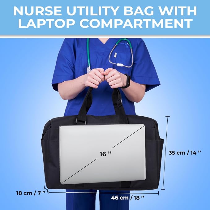 White Peas Nurse Bag & Utility Tote - Waterproof, Top YKK Zip, L18" x H14" x W7" - SHYLERO - Image 3