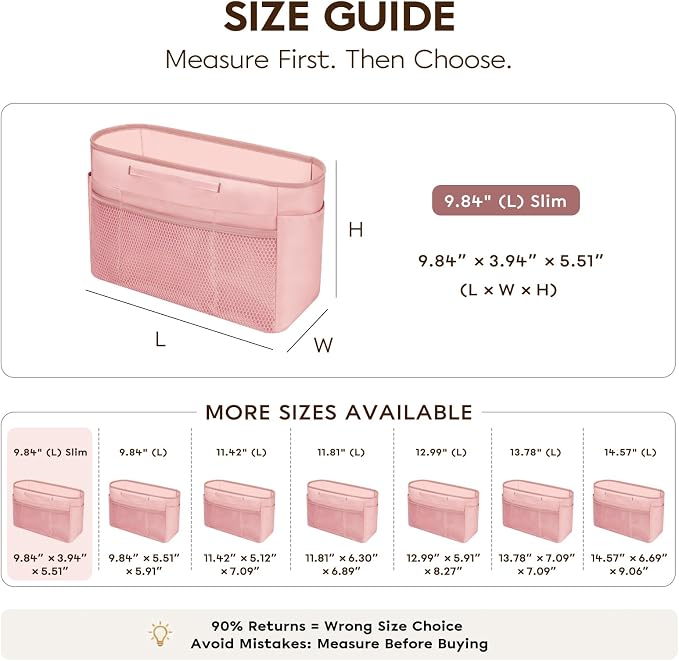 GIVLEFLY Purse Organizer Insert for Tote Bag, 9.84 Inch Satin Bag Organizer, Multi Pocket Handbag Organizer for Everyday Totes - Image 4