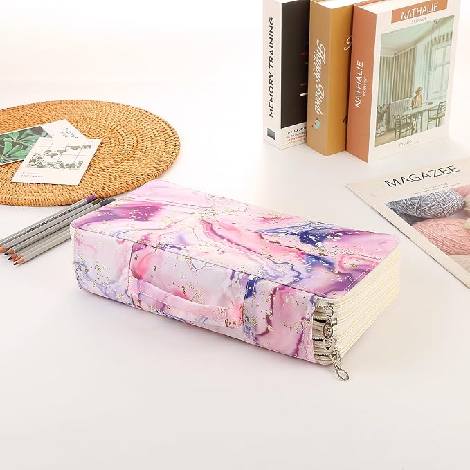 300 Slots Colored Pencil Case Organizer, 4 Layer Bag | Twill Oxford fabric,103 elastic loops,detachable handle,for travel,home storage,drawing tools,creative gifts - Image 6