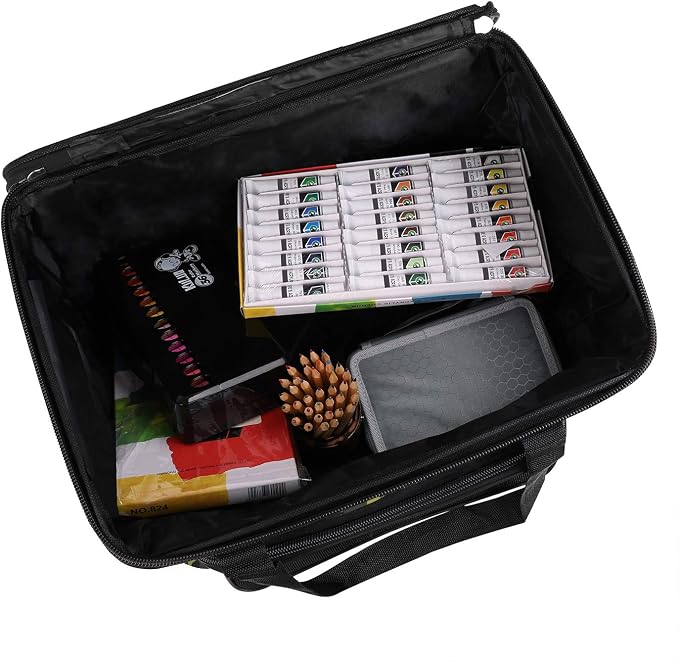 Starsouce Large Capacity Art Supply Organizer Tote Bag – Padded Craft Storage with Adjustable Shoulder Strap, Foldable Travel Caddy for Brushes, Markers, Sketchbook, Watercolor Palette & More - Image 2
