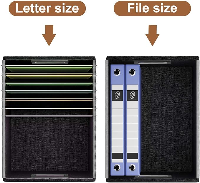 File Organizer Box with Lids, Collapsible File Folder Organizer | File Box with Plastic Slides for Document, Filing Bin for Letter Size Hanging File Folders (2 Pack, Caramel, Leather) - Image 3