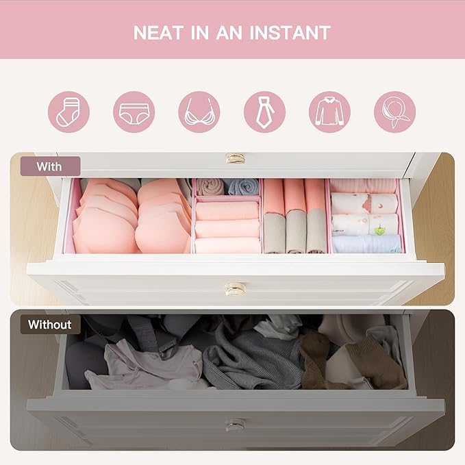 Drawer Organizer Clothes, 21 Pack Dresser Organizer for Baby Clothes, Underwear, Sock - Foldable Closet Organization and Storage Dividers Bins for Nursery, Bedroom (Pink) - Image 3
