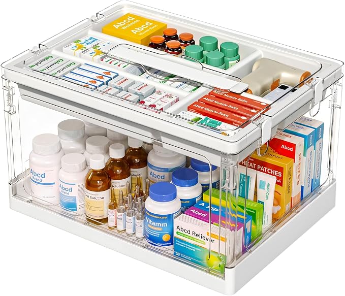24QT 1Pack Craft Organizers and Storage with Tray, Craft Storage Box | Art Supply Organizer and Storage with Lid for Medicine Cabinet, Medicine Cabinet Organizer, Sewing, Playdoh and Tools by Unknown