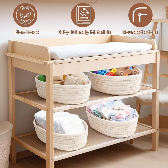 12 Pack Small Storage Basket Cute Natural Cotton Rope Woven Basket Tiny Boho Decorative Toy Storage Bin Gift Baskets for Home Organizing, Closet, Shelf, Nursery, Bathroom(Oval,Beige) - Image 3