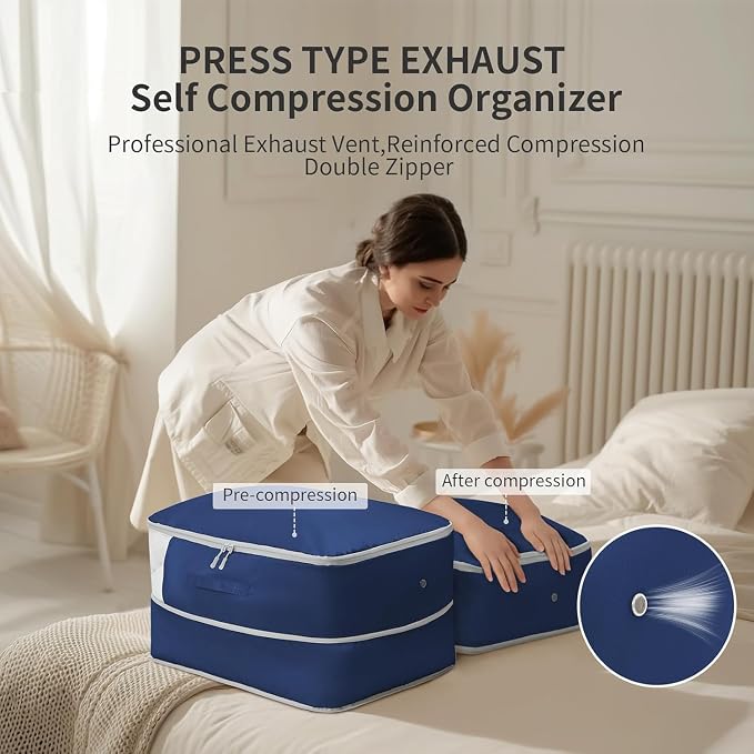 Comforter Storage Bag 66 L - 4 Pack Blanket Storage Organizer Compression Bags, Large Capacity Ultra Space Saving Self Organize for Bedding, Pillow, Duvet, Sheet Storage with Zipper Window - Image 2