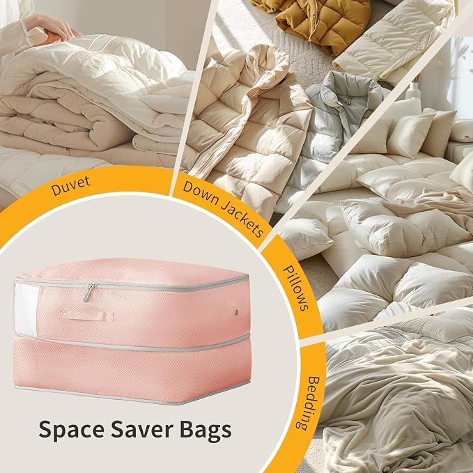 DIMJ Comforter Storage Bag 6 Pack - Blanket Storage Organizer Compression Bags, Large Capacity Ultra Space Saving Self Compression Organize for Bedding, Pillow, Duvet, Sheet Storage with Zipper Window - Image 7