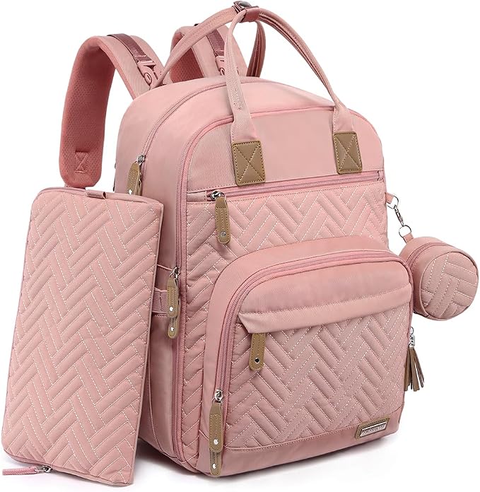 iniuniu Baby Diaper Bag Backpack, 4 in 1 kit Large Capacity Travel Backpack | Waterproof Backpack for Moms Dads,Travel Backpack with Pouch,Washable Changing Pad, Baby Essentials by iniuniu
