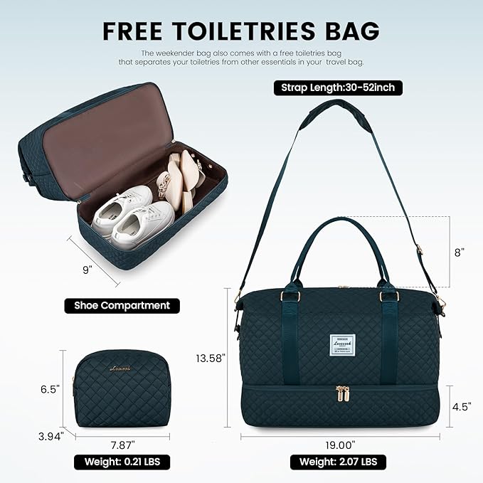 LOVEVOOK Travel Duffle Bag,Weekender Bags for Women with Shoe Compartment，Carry on Overnight Bag with Toiletry Bag,Gym Duffel Bag with Wet Pocket, Hospital Bags for Labor and Delivery - Image 2