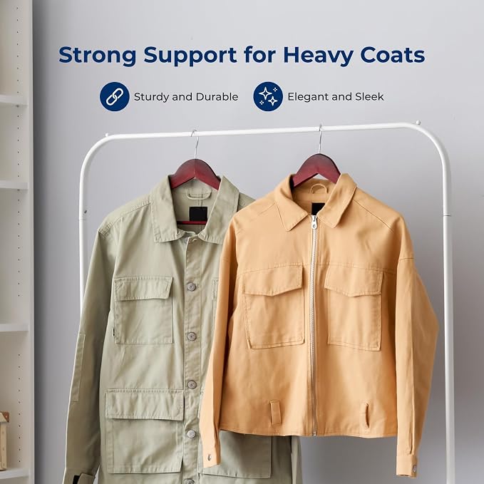 SereneLife 10-Pack Wooden Coat Hangers – Durable Suit Hangers with 360° Swivel Hook & Notches – Slim Design for Sweater, Shirts, Jackets, Dresses, and More - Image 4