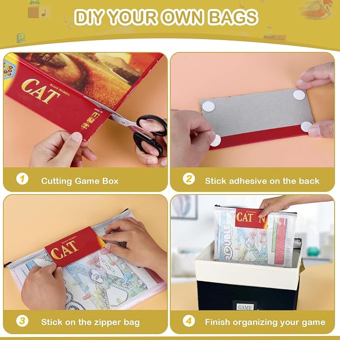 Board Game Storage, Board Game Organizer with 12pcs Zipper Bags and Writable Stickers, Board Organizers Storage with Lid for Office Supplies, Puzzles, Video Game, Craft Product,2pcs - Image 5