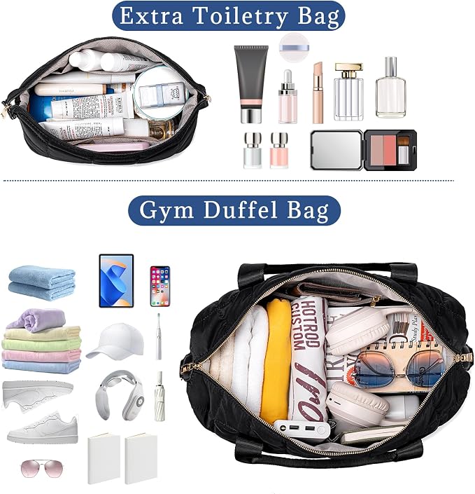 Bluboon Travel Tote Bags with Zipper Ladies Canvas Bag Weekender Overnight Bag for Women Carry on Duffel Bag Trolley Sleeve - Image 4