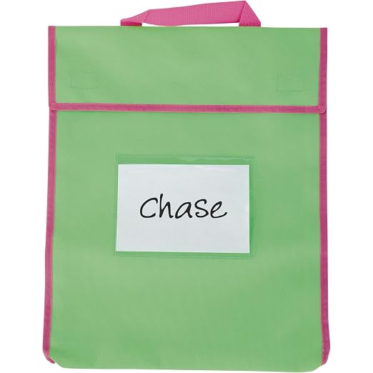 Really Good Stuff Store More Large Book Pouches, 4-Pack, Neon | Stitched-on Handle, Clear Name Tag Pocket, Durable Fabric, Water Resistant, Send Home Books & Homework - Image 4
