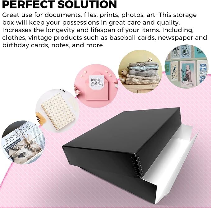 Golden State Art, Drop Front Archival Storage Box, 9.75"x12.75"x3"-Black | Acid-Free 9x12 Museum Photo Storage Box with Metal Edge, Preserve Documents, Prints, Poster, Photographs, Arts And Crafts - Image 6