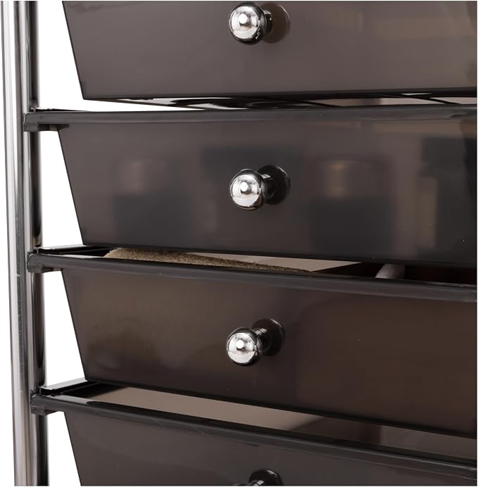 Seville Classics Rolling Utility Organizer Storage Cart, for Home Office, School, Classroom, Scrapbook, Hobby, Craft, 10 Drawer, Black - Image 6