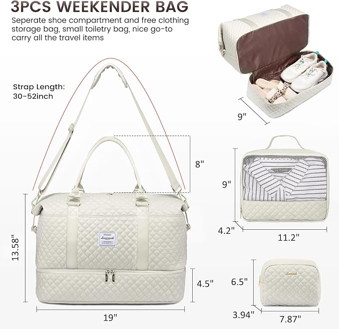LOVEVOOK Travel Duffle Bag,Weekender Bags for Women with Shoe Compartment，Carry on Overnight Bag with Toiletry Bag,Gym Duffel Bag with Wet Pocket, Hospital Bags for Labor and Delivery - Image 2