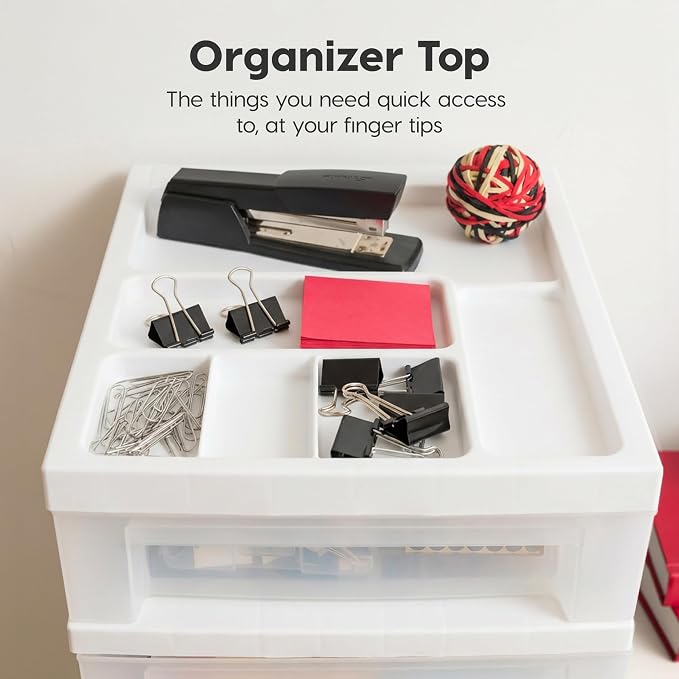 IRIS USA 10-Drawer Rolling Storage Cart, White/Clear | Keep classroom supplies, teacher essentials, craft materials, and learning tools organized with easy-access drawers. - Image 6
