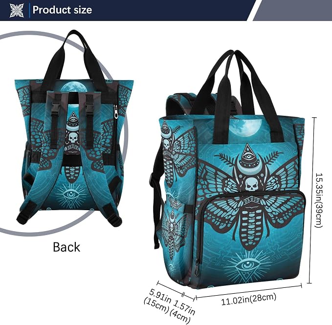 MNSRUU Diaper Bag Skull Butterfly Diaper Bag Backpack Multifunction Travel Diaper Bag Tote Large Capacity Diaper Changing Backpacks for Moms Dads - Image 3