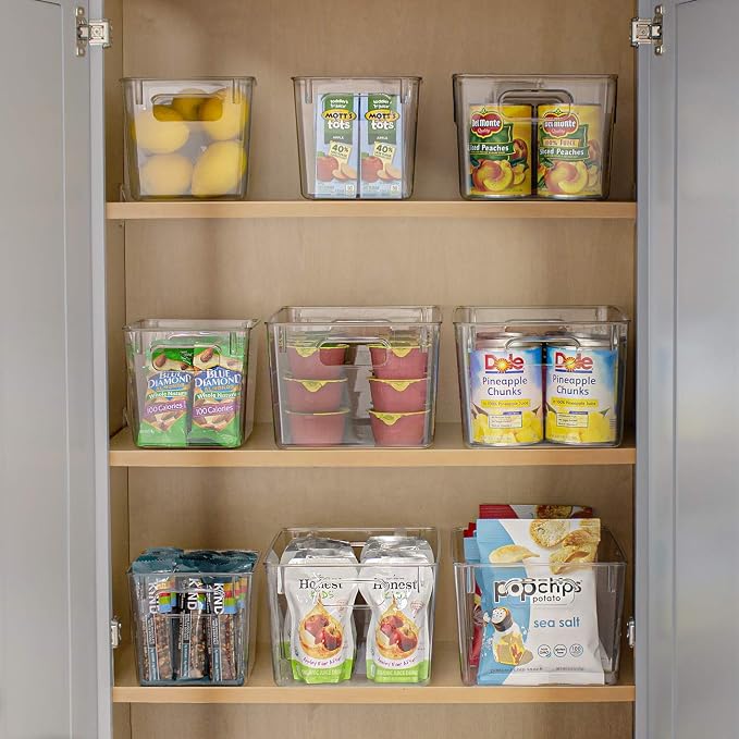 Sorbus Fridge Organizers and Storage, Clear Plastic Bins (Medium, 8 Pack) | Handled containers keep crafts, clothing and household supplies sorted across pantries, cabinets, refrigerators and closets. - Image 3