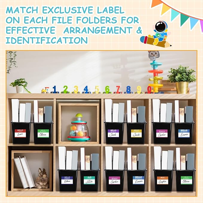 Fuutreo Classroom Book Bins Plastic Organizer Box, Black, 12 Pcs | Binder Magazine Holder File Container Storage Folder Cube for Home Office School Library Organization Supplies - Image 5