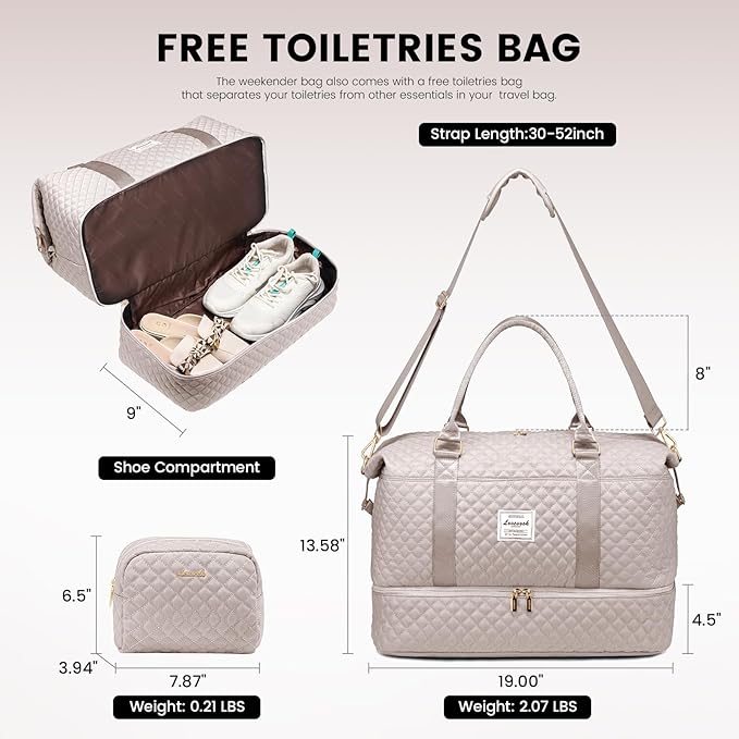 LOVEVOOK Travel Duffle Bag,Weekender Bags for Women with Shoe Compartment，Carry on Overnight Bag with Toiletry Bag,Gym Duffel Bag with Wet Pocket, Hospital Bags for Labor and Delivery - Image 2