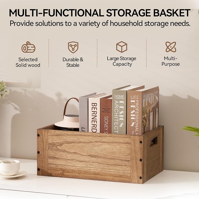 KIRIGEN Stackable Wood Storage Cube with Handles, Open Cubby Bin, Brown | Open-Front Wooden Box Crate for Books, Clothes, Shoes, Closet Storage, and Display for Home Office, Assembly Required C5-DBR - Image 7