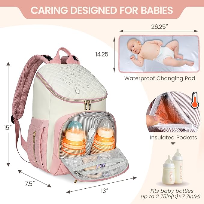 LOVEVOOK Diaper Bag Backpack Large Capacity Baby Bag with Portable Changing Pad, Multifunction Baby Travel Backpack - Image 4
