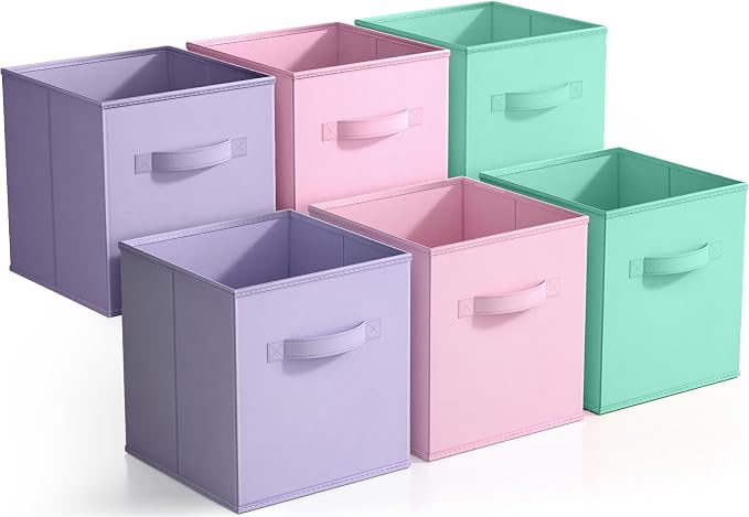 Sorbus Foldable Storage Cubes - 6 Pack, 11 Inch, Fabric, Foldable, Storage and Organization, Versatile Use, Collapsible Storage, Lightweight and Durable by Sorbus