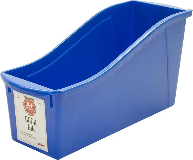 Storex Large Book Bin, Interlocking Plastic Organizer for Home, Office and Classroom, Assorted Teen Colors, 6-Pack (71141T06C) - Image 2