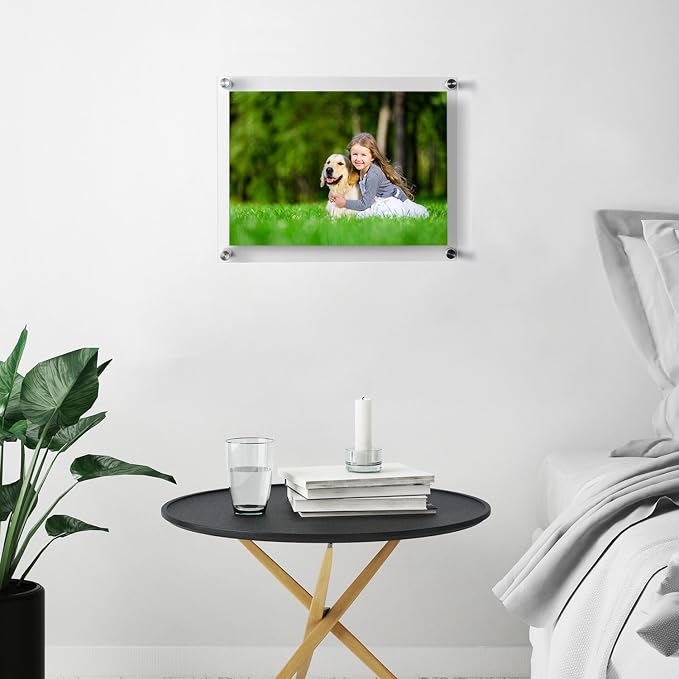 Meetu Acrylic Picture Frames 8.5x11 -Inner 8x10 Photo Frames (2 Pack)- Wall Frames To Display Family Pictures, Baby Pictures, Documents, Arts, Dog Pictures -Make Clear Float 3D Look - Image 2