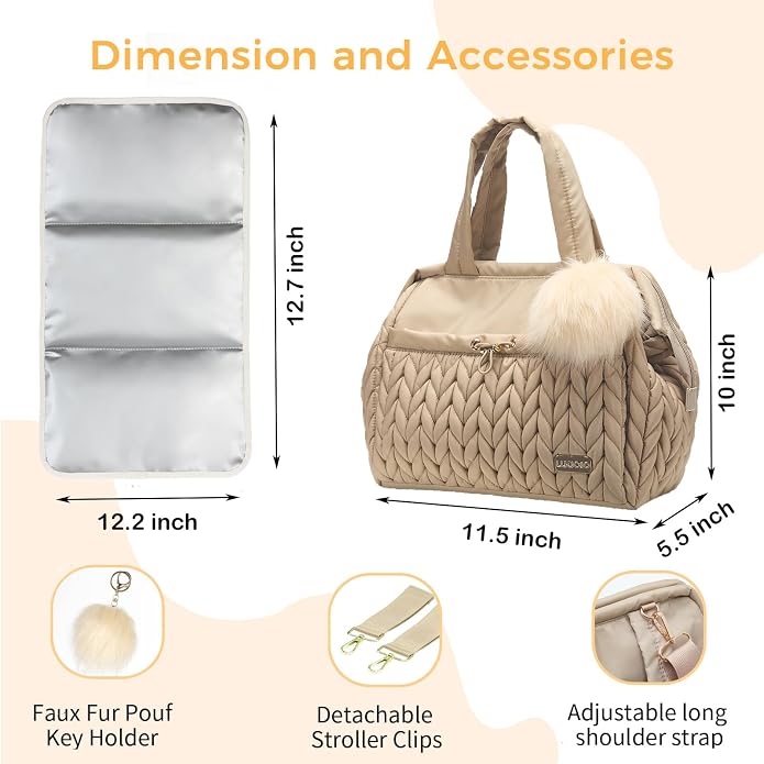 Asha Diaper Bag Tote For Daily Use, Travel Shoulder Diaper Bag With Long Strap - Image 3