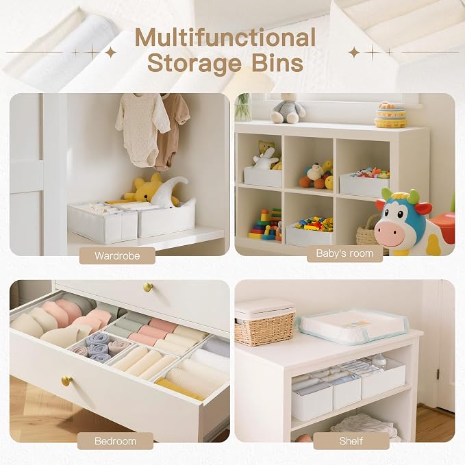Drawer Organizer Clothes, 14 Pack Dresser Organizer for Baby Clothes, Underwear, Sock- Foldable Closet Organization and Storage Dividers Bins for Nursery, Bedroom and Dorm (White) - Image 6