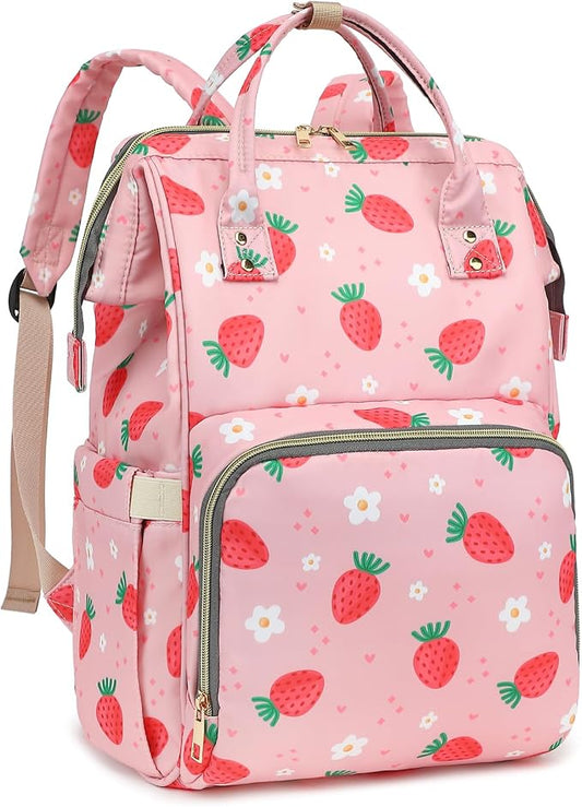 Strawberry Baby Diaper Bag Backpack for Girls Boys, Waterproof Large Maternity Nappy Bags for Mom by Xunteny